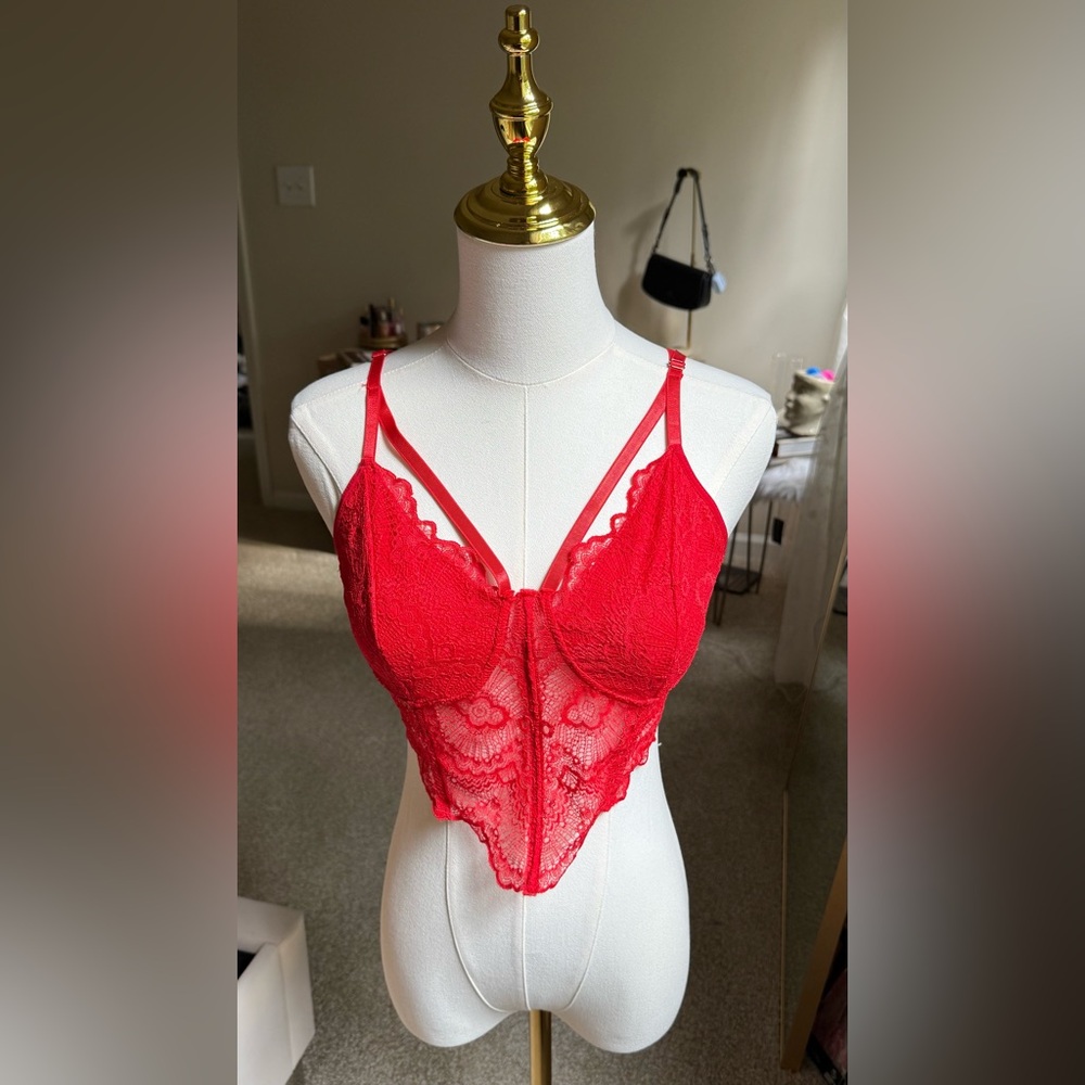 Vibrant Red Lace Bra